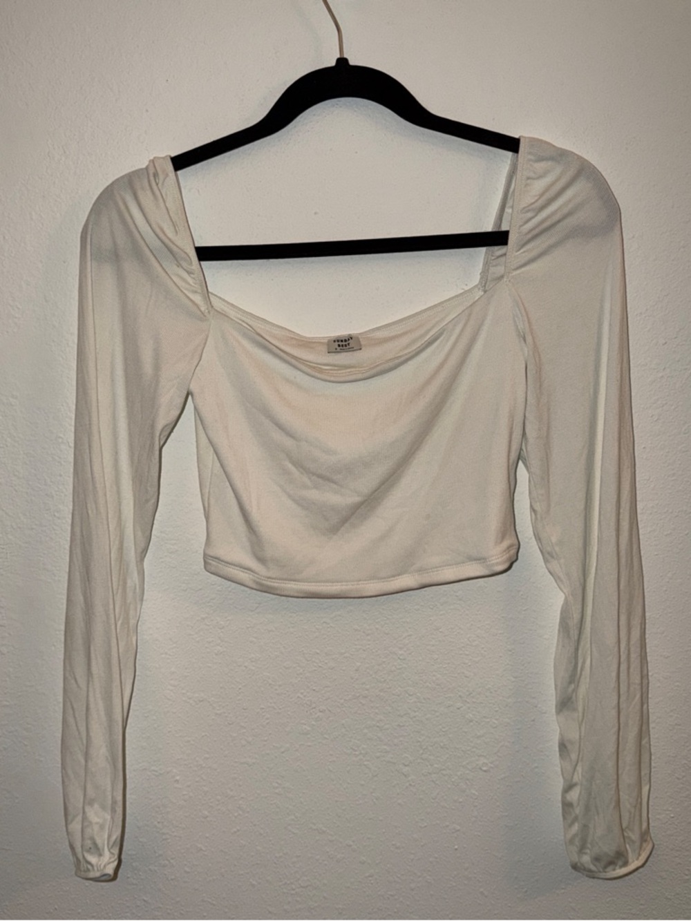 Sunday Best White Long Sleeve Crop Top
